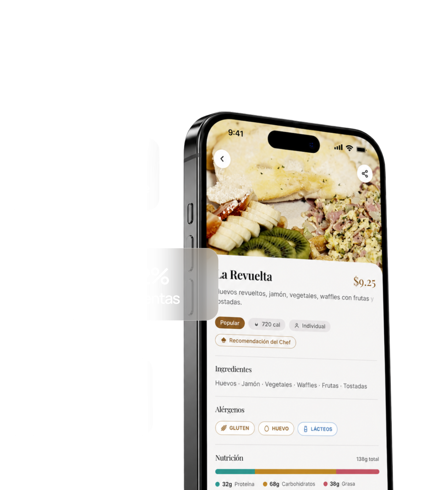 Menú Sabor 360 abierto en un teléfono